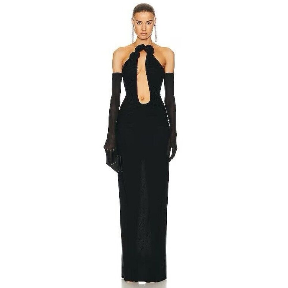 Magda Butrym Plunging Gown Black